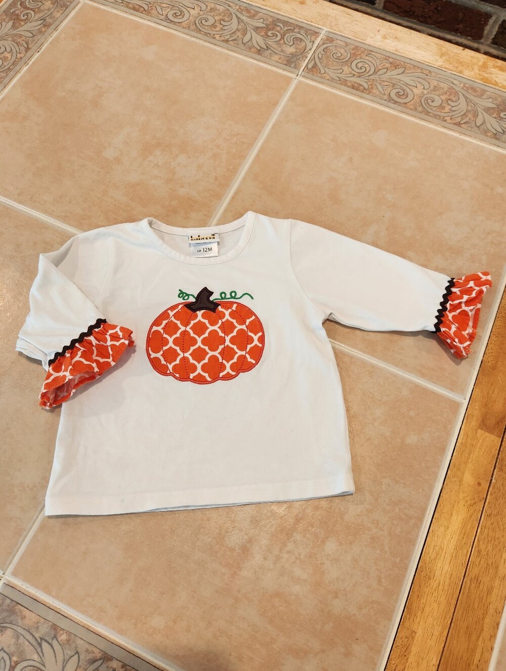 12 Months Girls Pumpkin Shirt